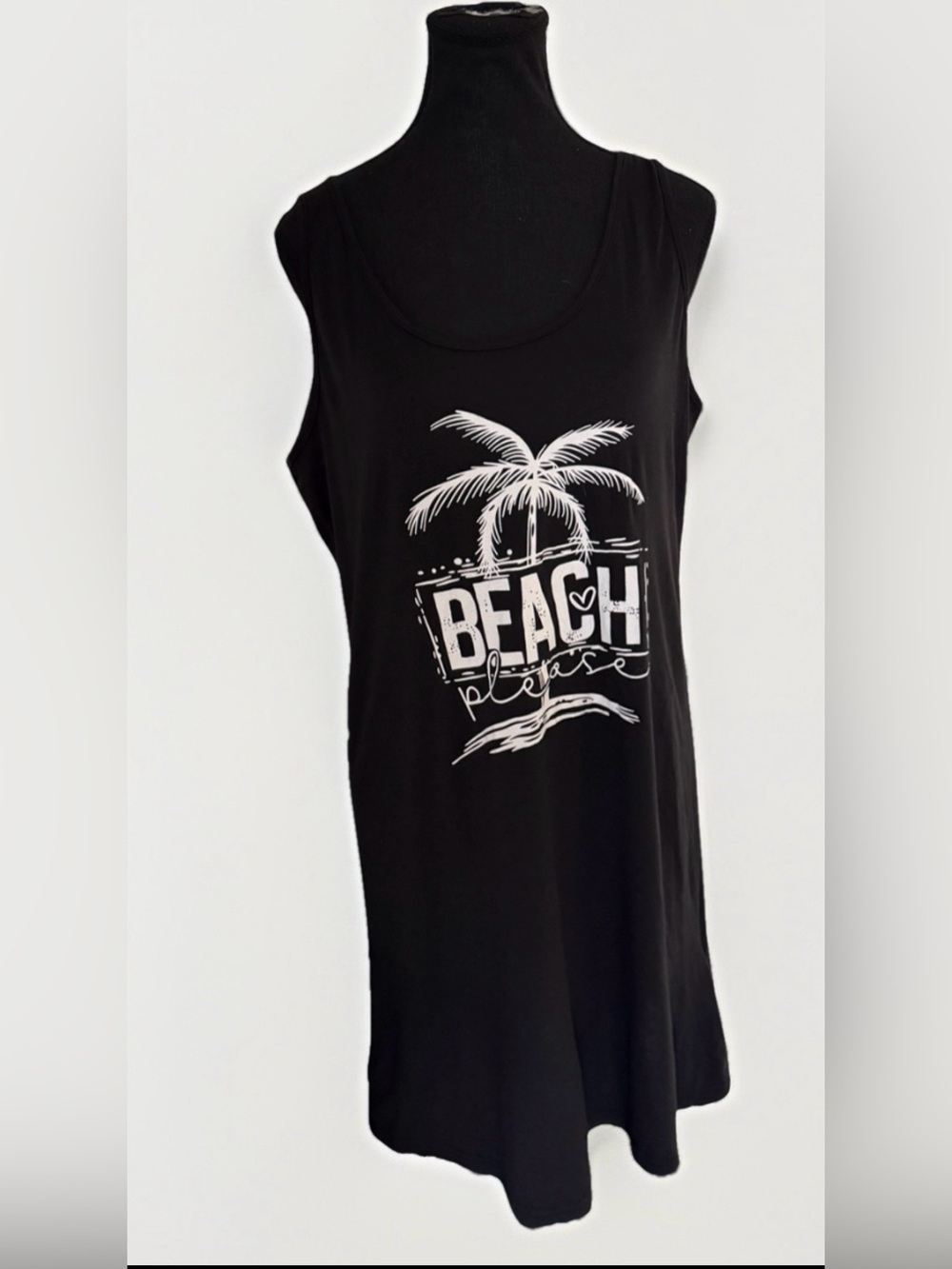 NWT SHEIN VCAY Beach Please Black Tank Dress Cover Up Large